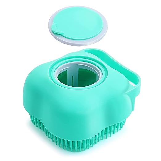 Pawzy Silicone Grooming Cleaning Brush Soft & Shampoo Dispenser