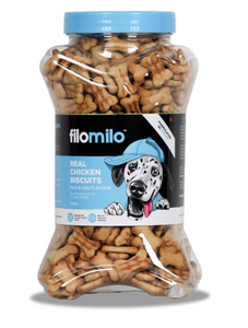 Filomilo – Real Chicken Dog Biscuits for Adult Dog | Dog Biscuits for Puppy | Dog Food for All Types of Dogs (500Grams - Milk &Egg Flavour)