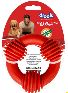 Drools Non-Toxic Rubber Trio Bolt Ring Toy for Dogs