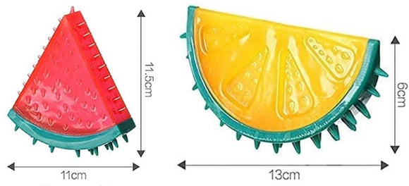 Pawzy Rubber Fruit Funny Chewable Realist Bite Toy with Squeak Sound Toy Teething Toy Ideal for Chewing Small Breed Dogs and Puppy I Pack of-2