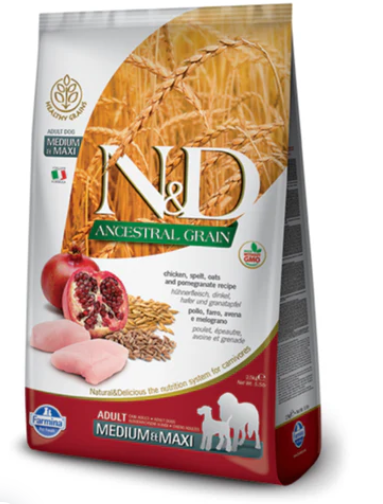 Farmina N&D Low Grain Chicken & Pomegranate Adult Breed Dog Food (Medium & Maxi)