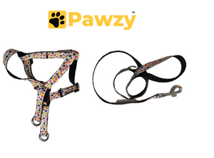 Pawzy Printed soft Harness with leash