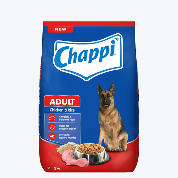 chappi adult chicken &rice dry food 3 kg