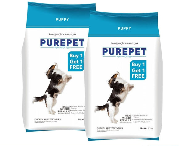 Purepet Dry Pet Food - For Puppy, Chicken & Vegetables, 1.1 kg Buy 1 Get 1 Free