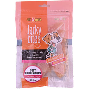 ALL4PETS JERKY BITES-SOFT CHICKEN CHIPS 100GM