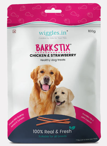 Wiggles Barkstix Dog Treats for Training Adult & Puppies, (Chicken & Strawberry)