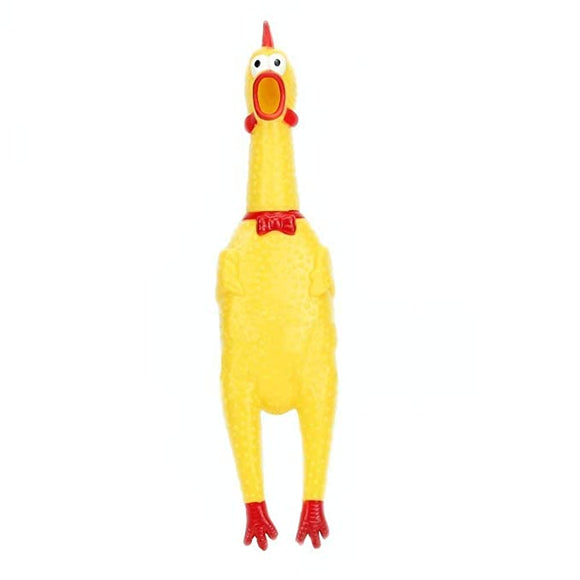 Pawzy Dog's Rubber Screaming Chicken Squeaker Chew Toy Small