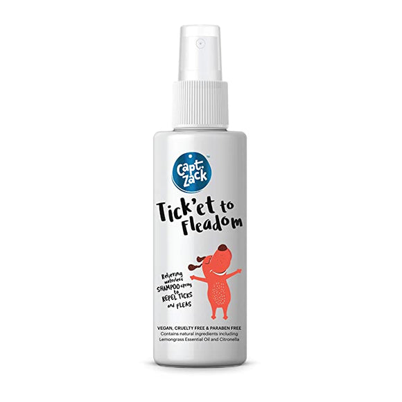 Captain Zack Tick’et to Fleadom Dry/ Waterless/ Spray Dog Shampoo to Repel Ticks & Fleas 50 ml