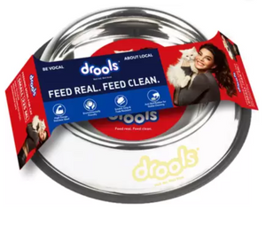 Drools Anti Skid Round Stainless Steel Pet Bowl  (225 ml )