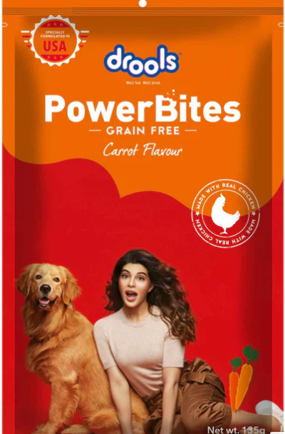 Drools Power Bites Real Chicken Carrot flavour , Dog Treats, 135g